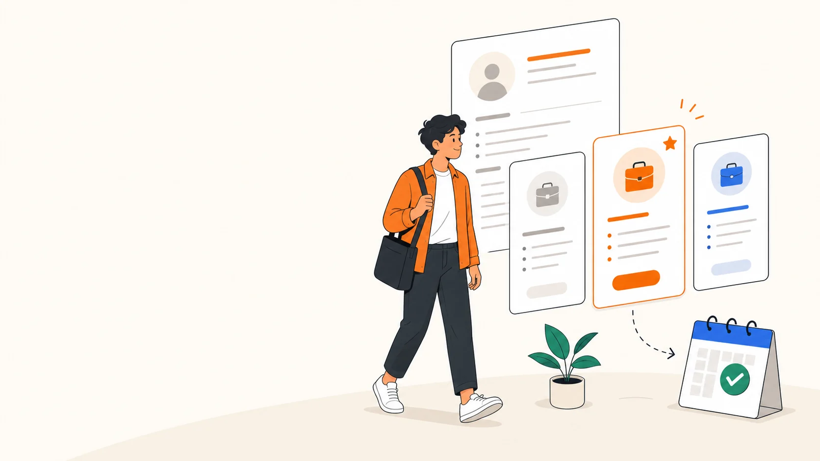 A job seeker moving from a resume to a short list of relevant roles